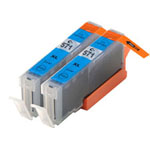 2 Pack Canon CLI-571XL Cyan Compatible High-Yield Ink Cartridges