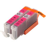 2 Pack Canon CLI-571XL Magenta Compatible High-Yield Ink Cartridges