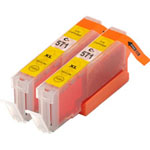 2 Pack Canon CLI-571XL Yellow Compatible High-Yield Ink Cartridges