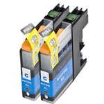 2 Pack Brother LC125C Cyan Compatible Super High-Yield Ink Cartridges