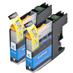 2 Pack Brother LC123 / LC121 Cyan Compatible High-Yield Ink Cartridges