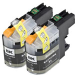 2 Pack Brother LC127BK Black Compatible Super High-Yield Ink Cartridges