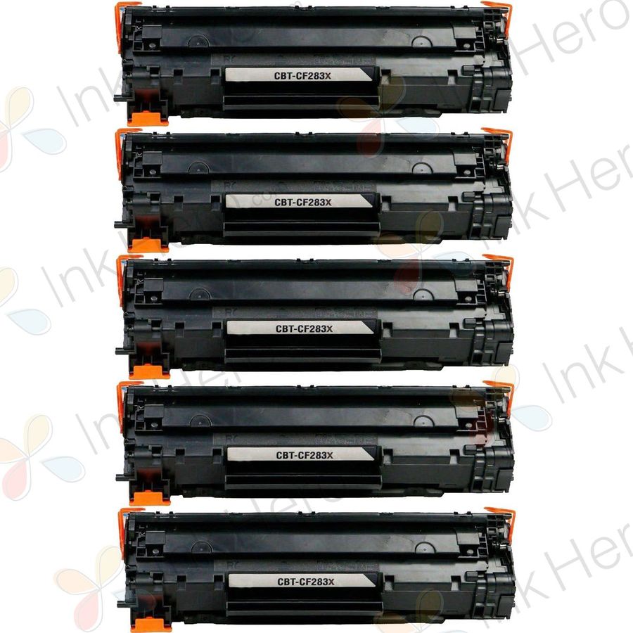 5 Pack HP 83X High-Yield Black Compatible Toner Cartridge (CF283X)